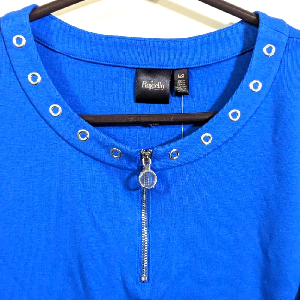 NWT Rafaella blue 3/4 length sleeve top